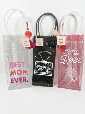 NWT Lot of 15 Glitter Wine Totes Gift Bags Bachelorette Mother's Day Party